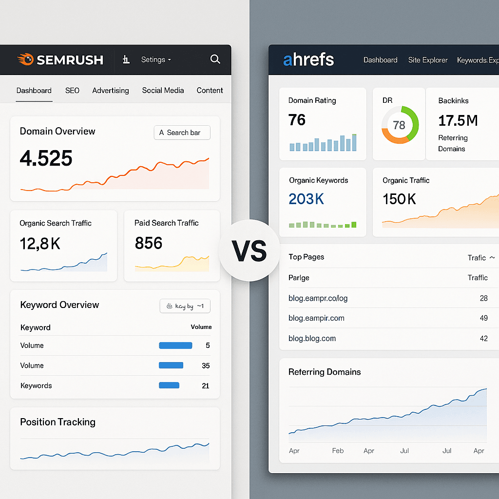 découvrez notre comparaison détaillée entre semrush et ahrefs, les deux leaders des outils seo en 2025. analysez leurs fonctionnalités, avantages et inconvénients pour choisir le logiciel qui répondra le mieux à vos besoins en optimisation de site web.